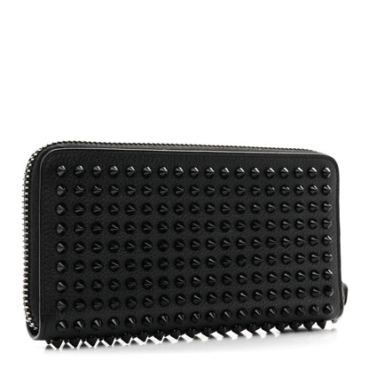 Christian Louboutin Calfskin Empire Panettone Spiked Zip Around Wallet Black 3 of 7