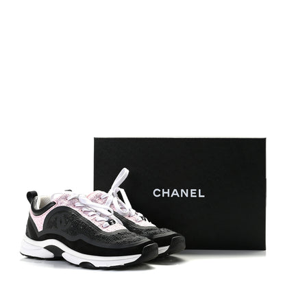 Chanel Tweed Suede Calfskin CC Sneakers 38.5 Gray Pink 11 of 11