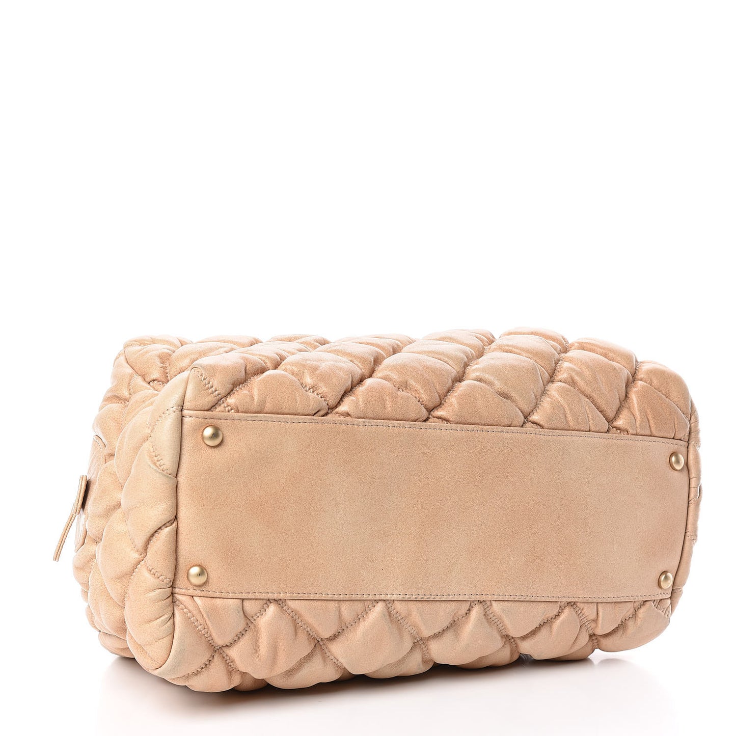 Lambskin Bubble Quilt Bowler Beige