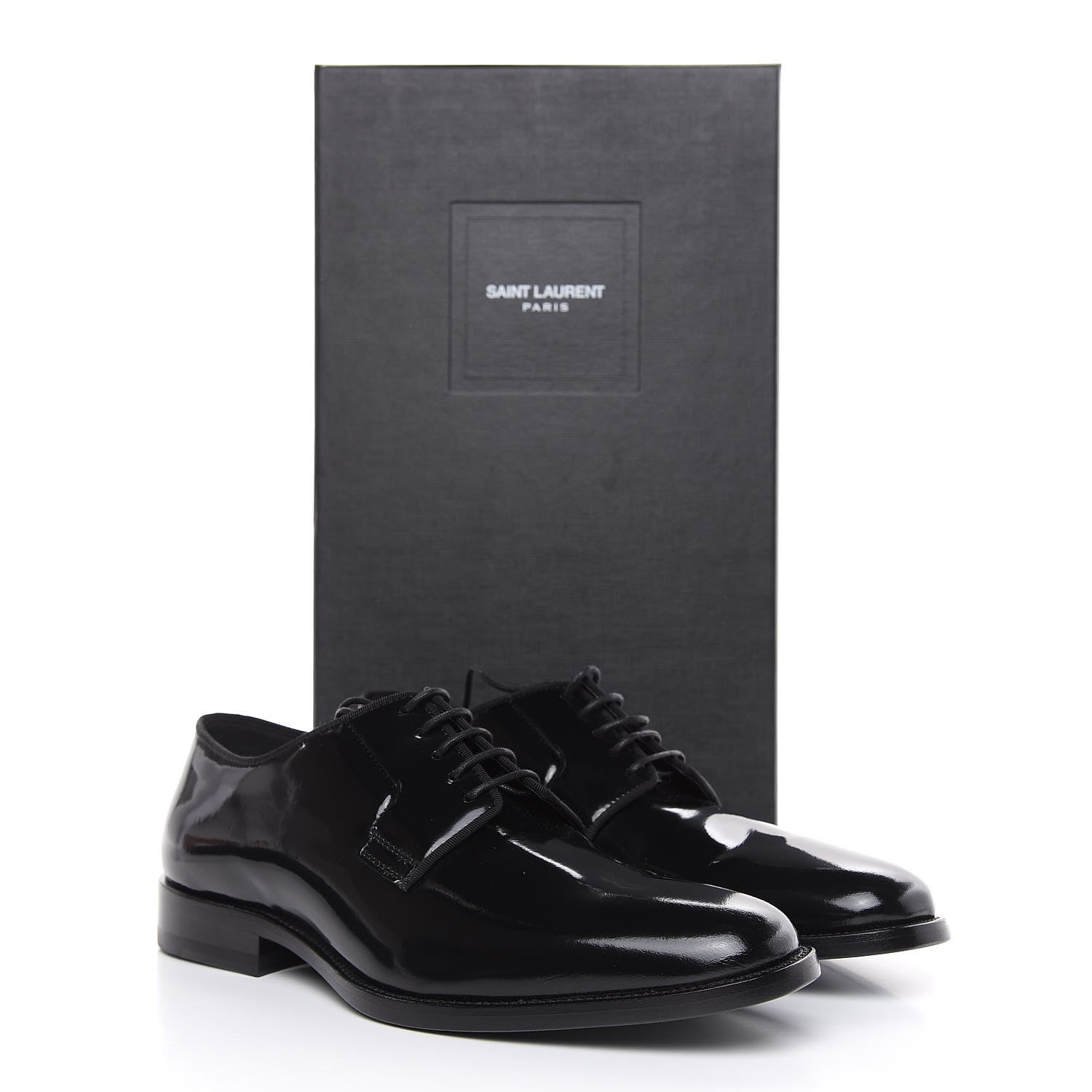 Saint Laurent Patent Calfskin Dylan 20 Lu Lace Up Oxfords 40 Black 9 of 9