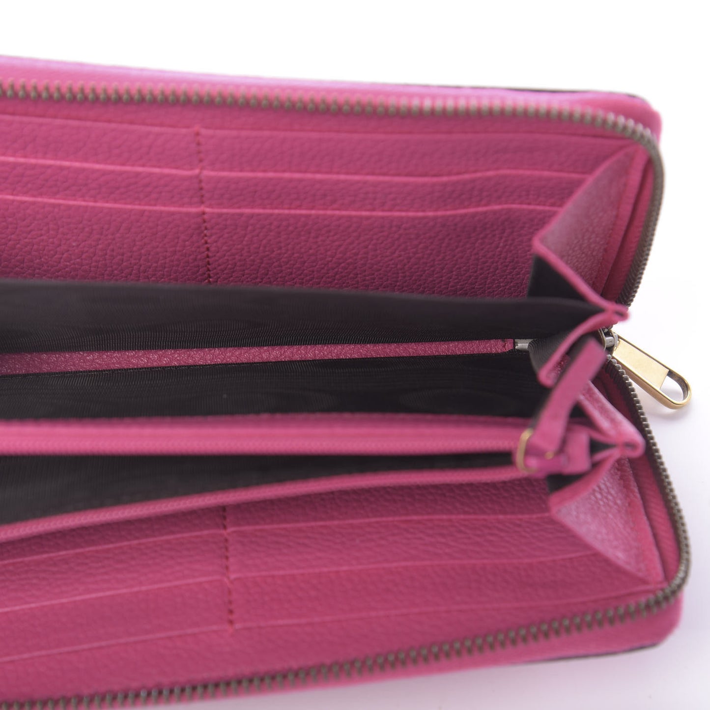 Grained Calfskin Logo Zip Around Wallet Box Pink Green