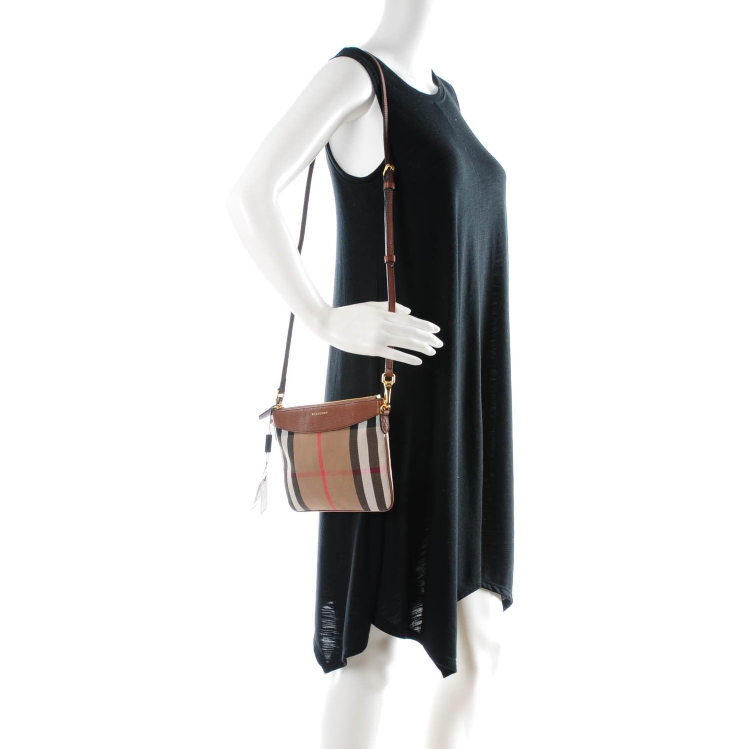 Burberry House Check Derby Peyton Crossbody Clutch Bag Tan 2 of 10
