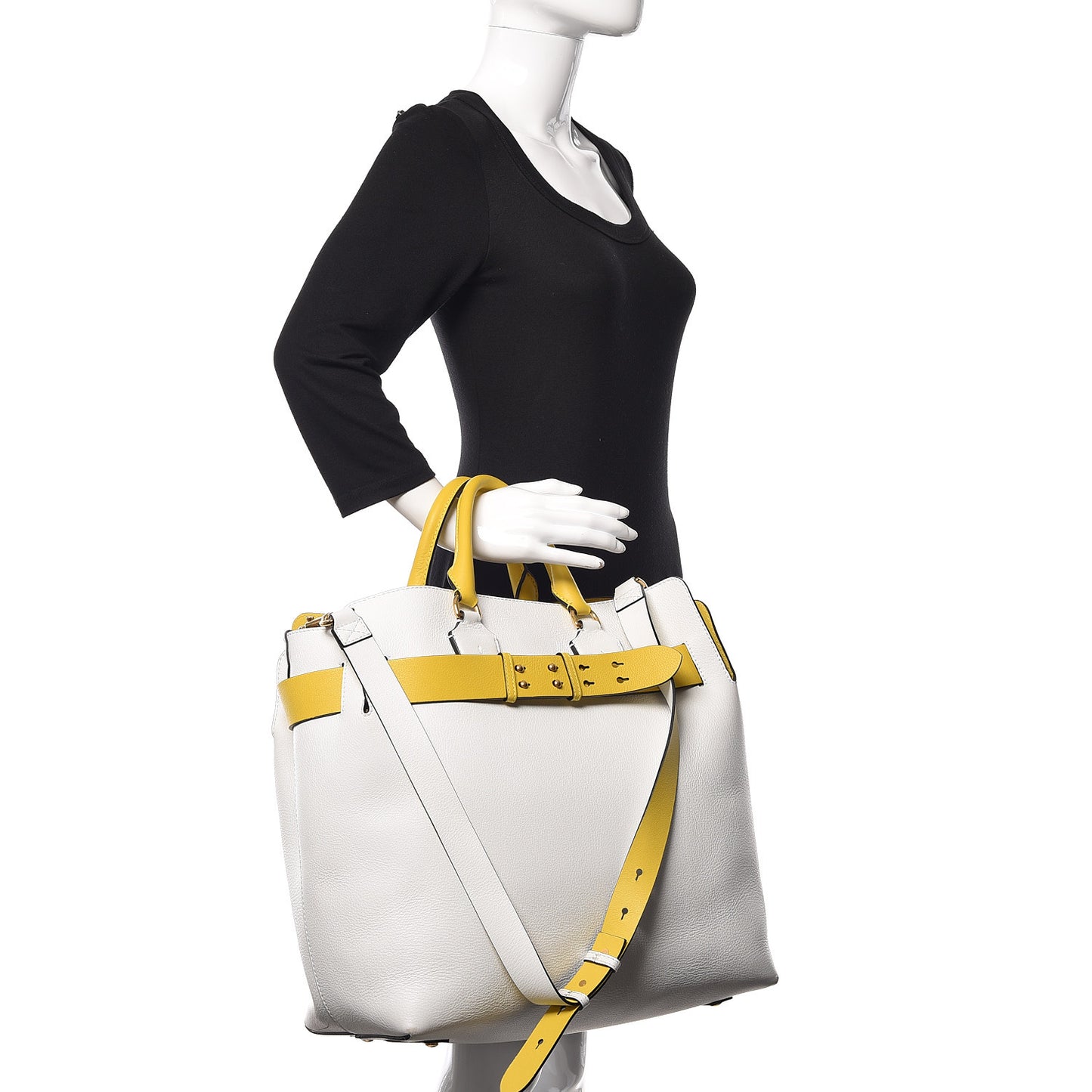 Soft Grain Calfskin Large Belt Bag White Yellow