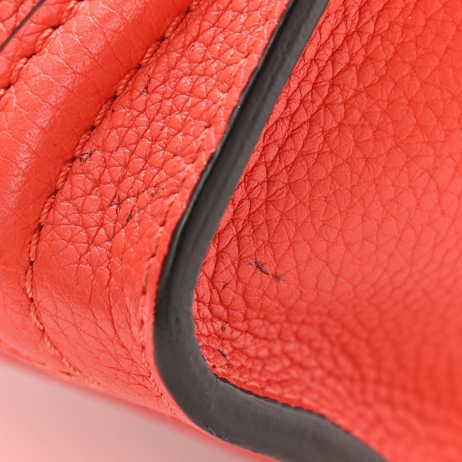 Celine Drummed Calfskin Nano Luggage Vermillion 11 of 11