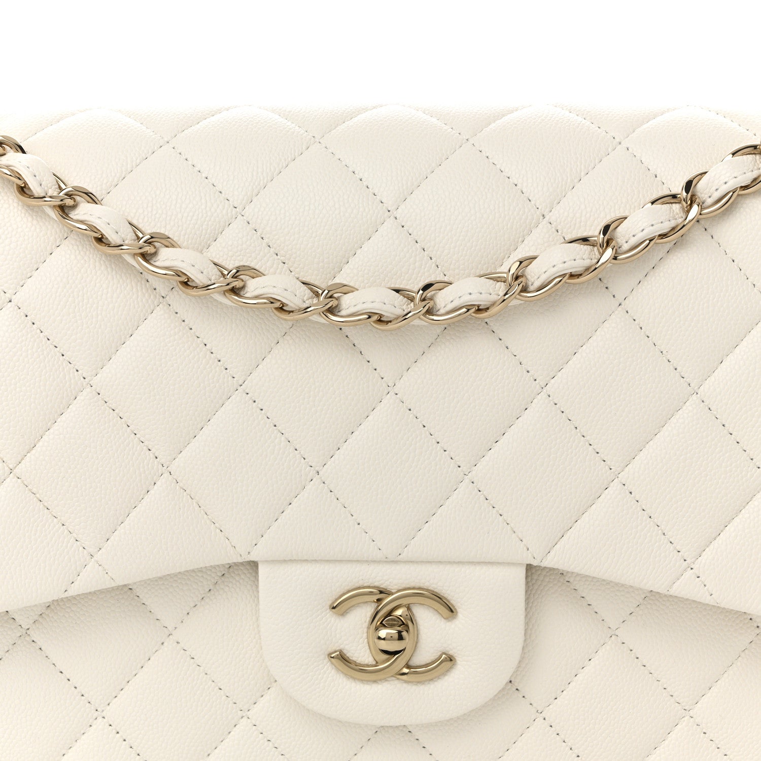 Chanel Caviar Quilted Jumbo Double Flap White 8 of 11
