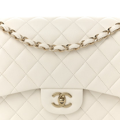 Chanel Caviar Quilted Jumbo Double Flap White 8 of 11