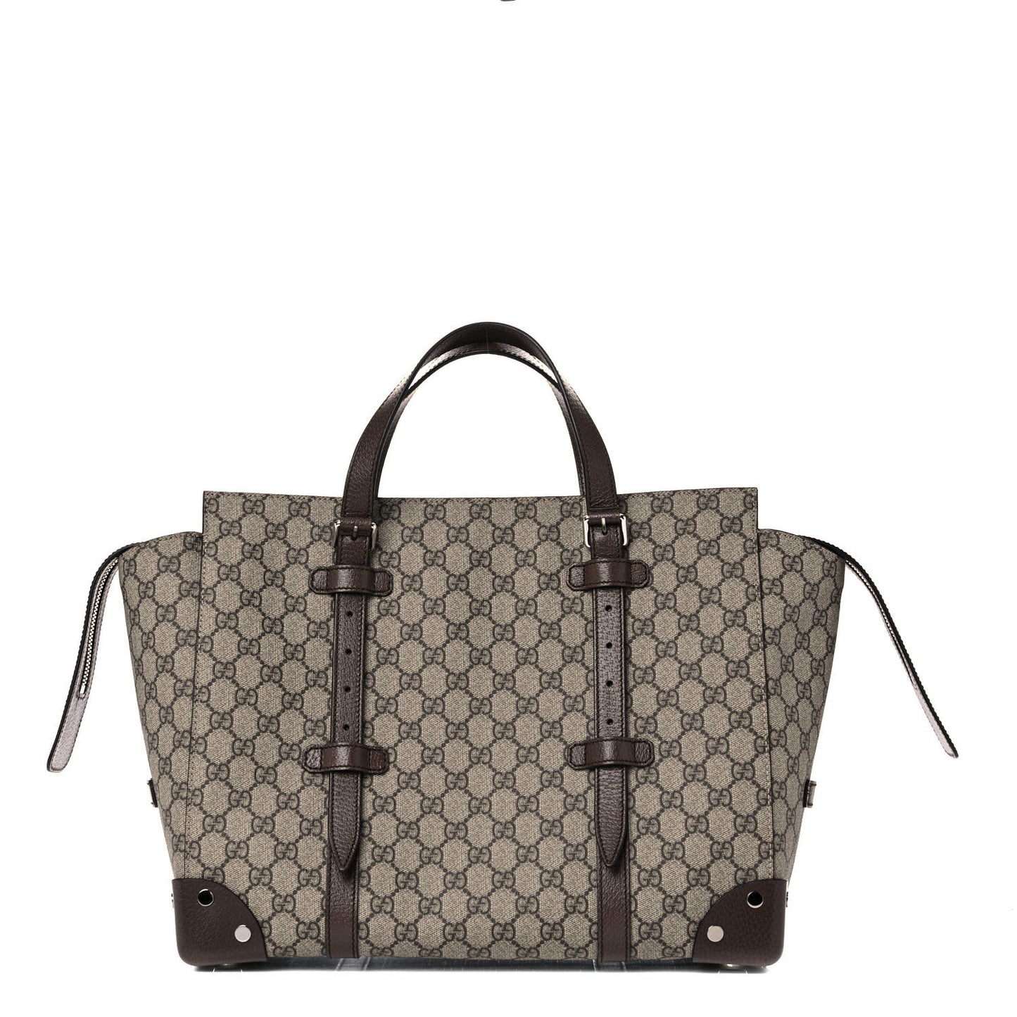 GG Supreme Monogram Textured Dollar Calfskin Medium Detail Tote Beige Ebony New Acero