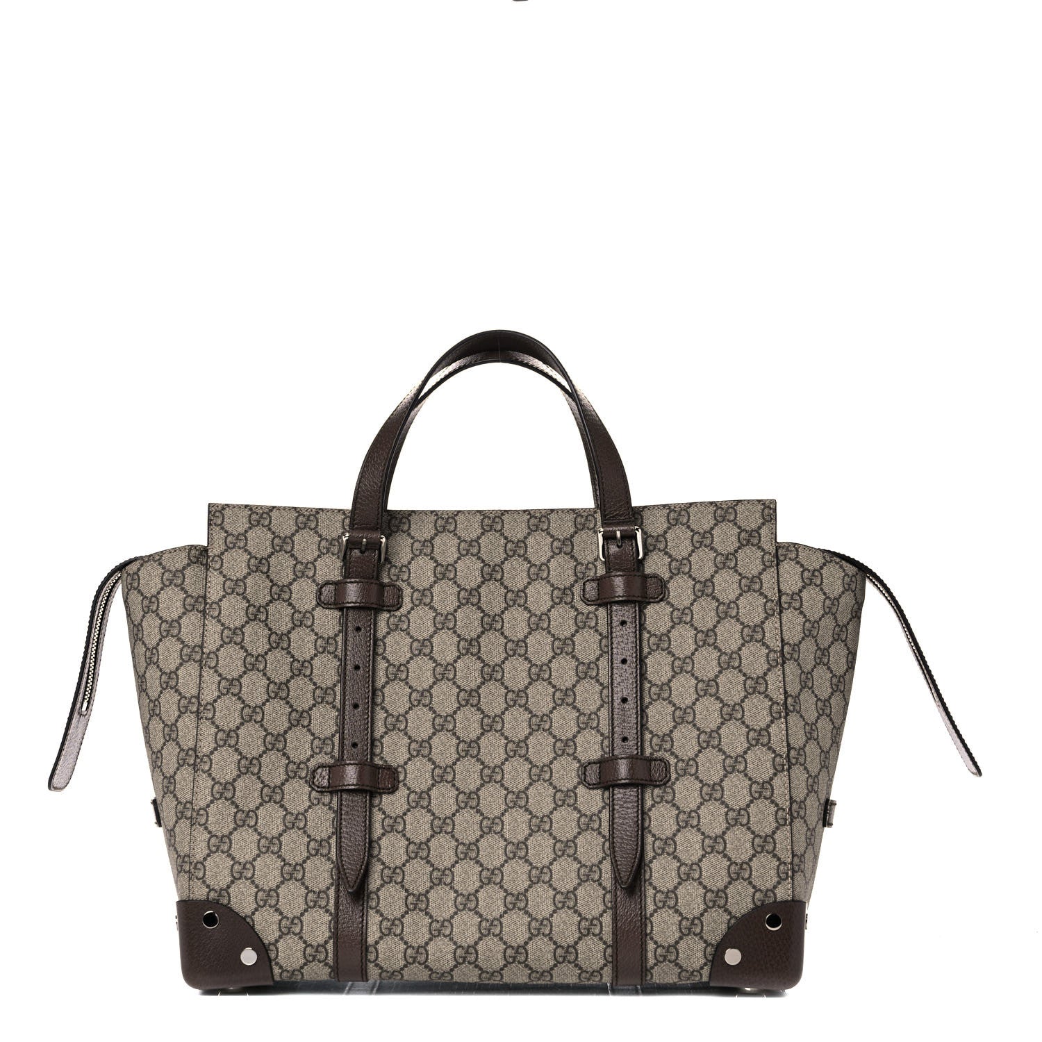 Gucci GG Supreme Monogram Textured Dollar Calfskin Medium Detail Tote Beige Ebony New Acero 1 of 11