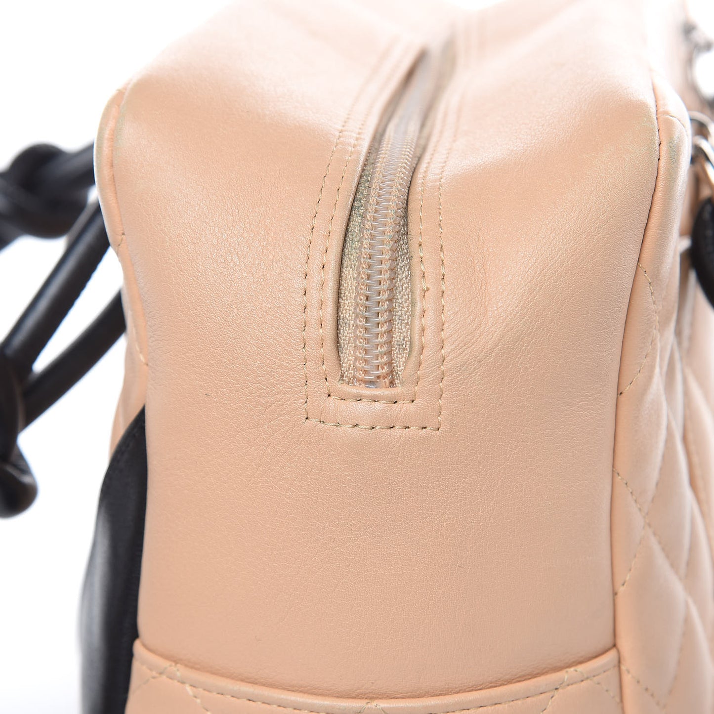 Calfskin Quilted Large Cambon Bowler Beige Black