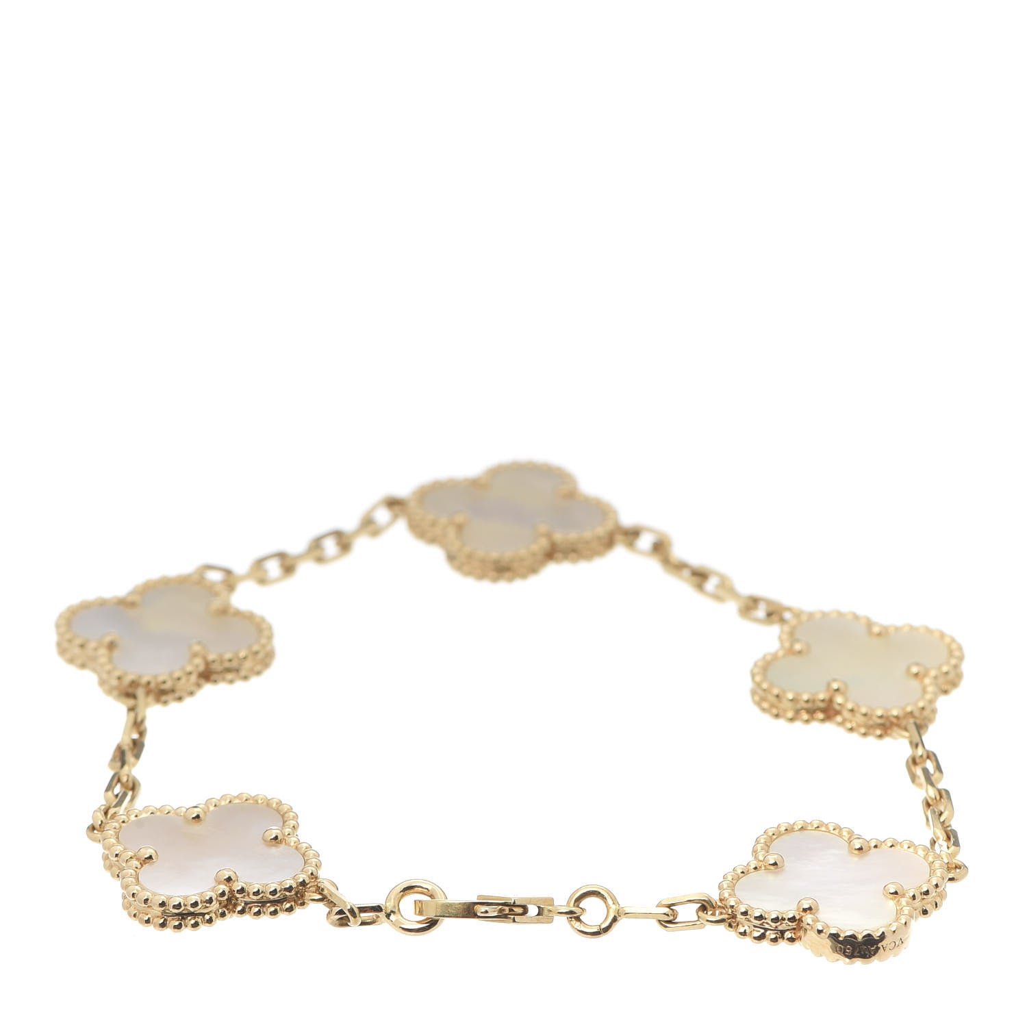 Van Cleef & Arpels 18K Yellow Gold Mother of Pearl 5 Motifs Vintage Alhambra Bracelet 3 of 7