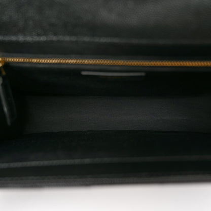 Saint Laurent Grain De Poudre Matelasse Chevron Large Monogram Satchel Black 5 of 10