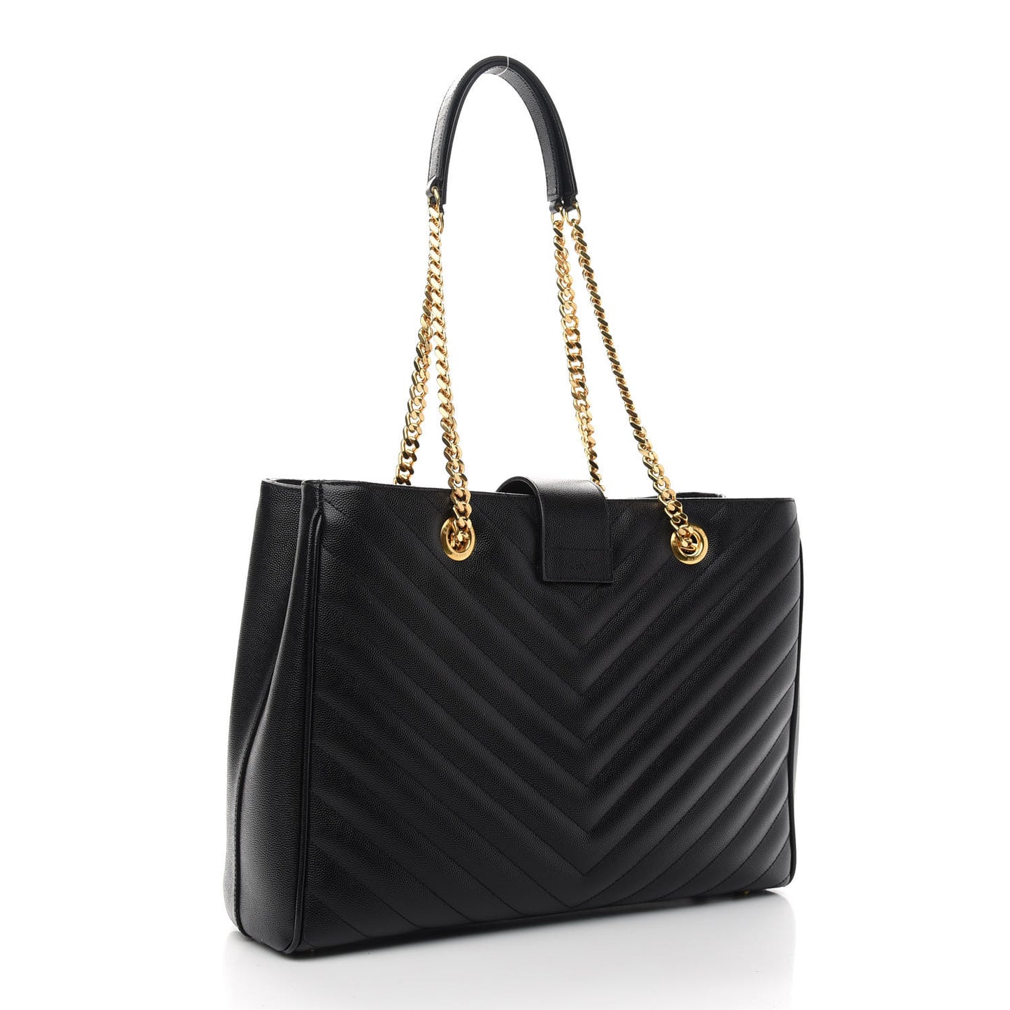 Grain De Poudre Matelasse Chevron Monogram Shopping Bag Black