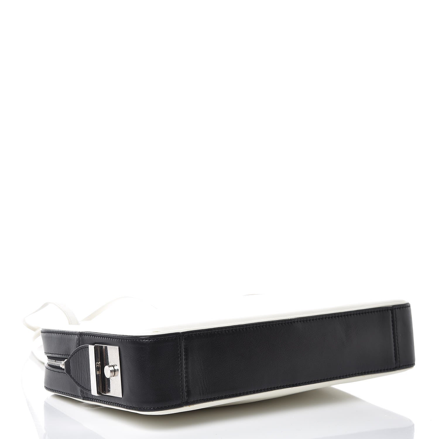 Celine Nappa Calfskin Bi-Color Medium Side Lock Shoulder Bag White 4 of 9