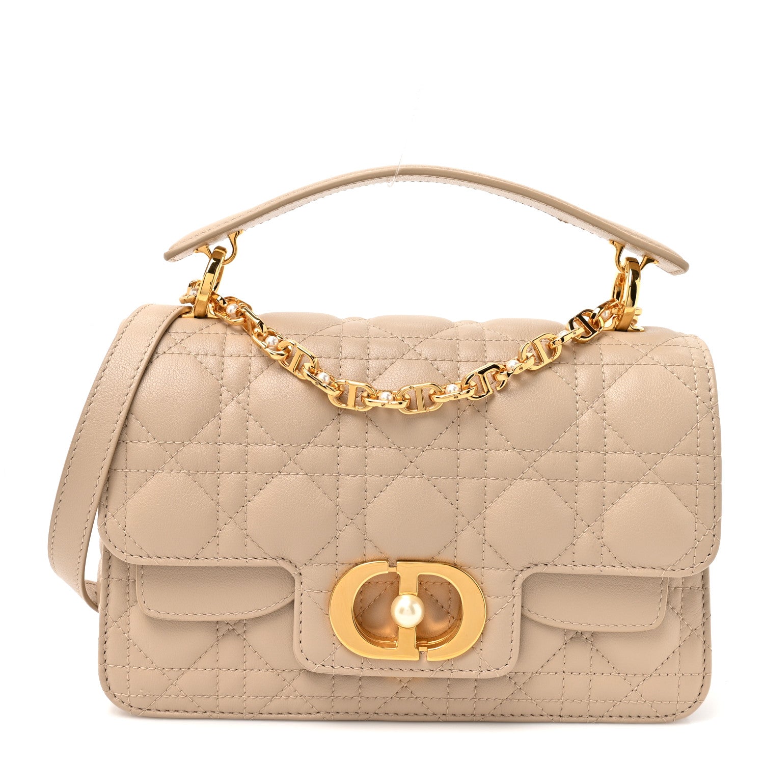 Christian Dior Lambskin Cannage Small Jolie Top Handle Bag Powder Beige Latte 1 of 11