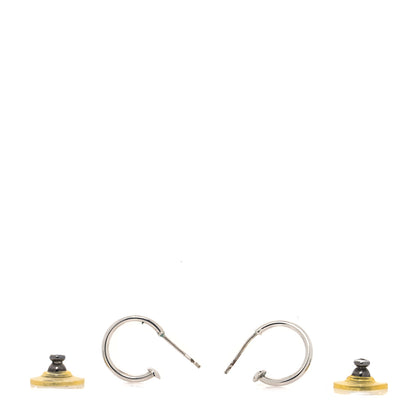 Chanel Metal CC Hoop Drop Earrings Silver 3 of 4