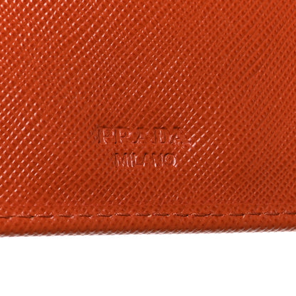 Prada Saffiano Metal Continental Flap Travel Wallet Rame 6 of 8