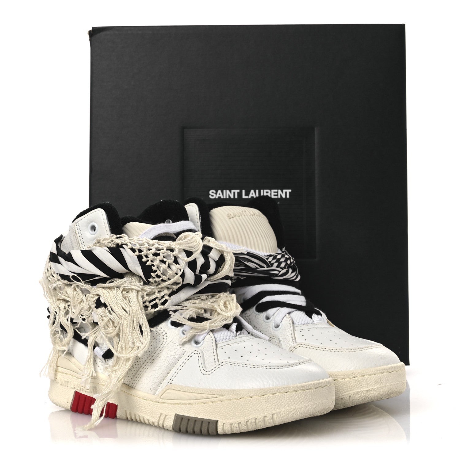 Saint Laurent Calfskin Smith High Top Sneakers 36 White Black 12 of 12