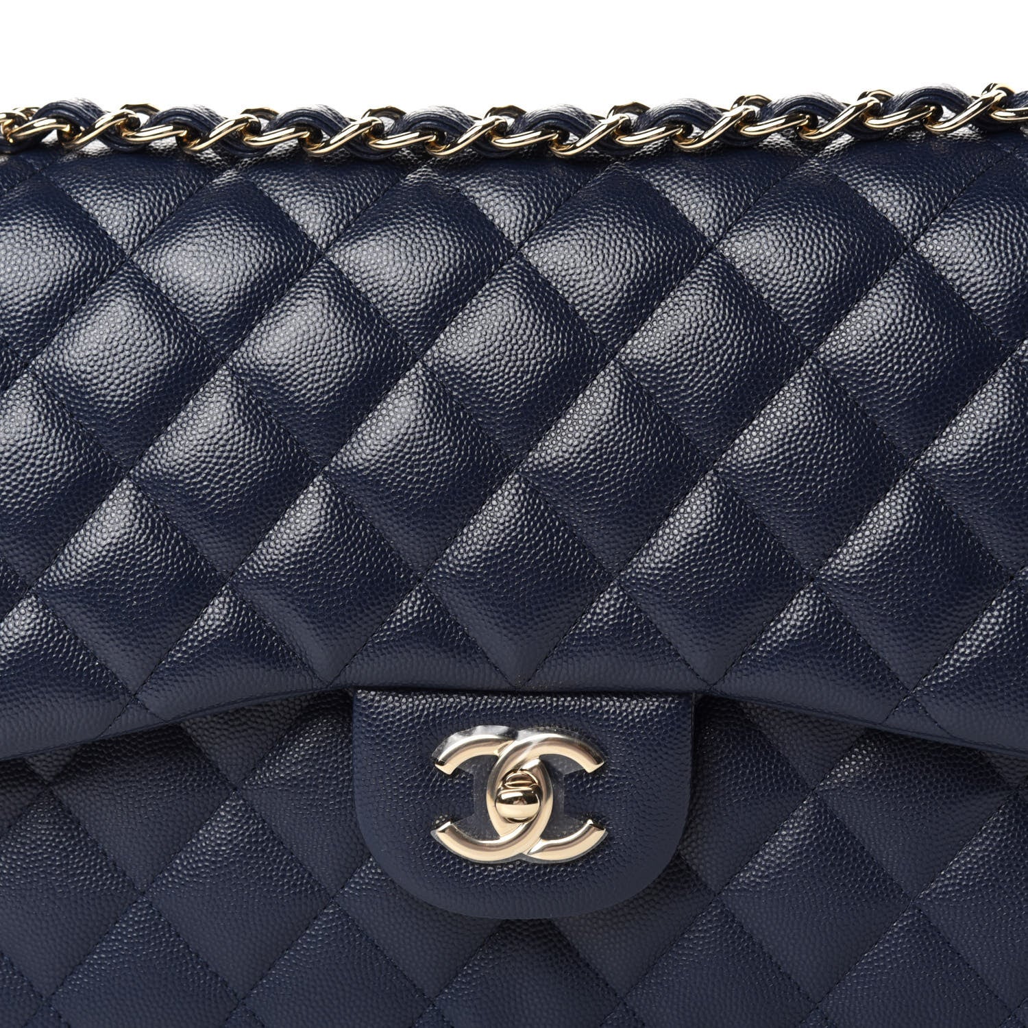 Chanel Caviar Quilted Jumbo Double Flap Navy Blue 10 of 10