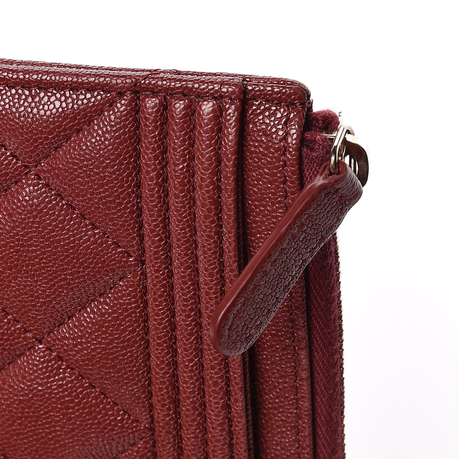 Chanel Caviar Quilted Classic Zip Boy Pouch Burgundy 11 of 12