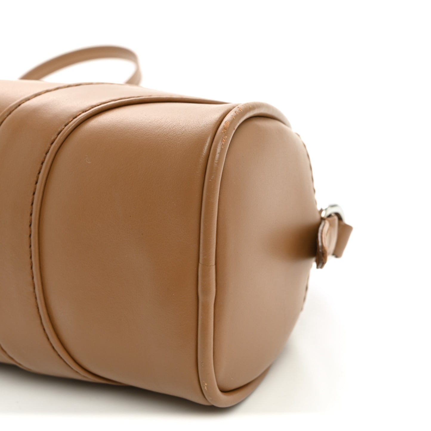 Soft Calfskin Bowling Crossbody Bag Caramel