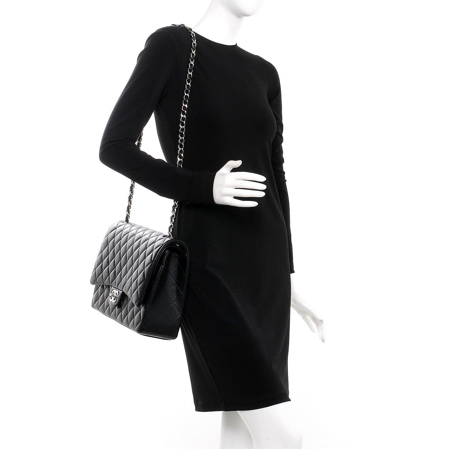 Chanel Lambskin Quilted Maxi Double Flap Black 2 of 8