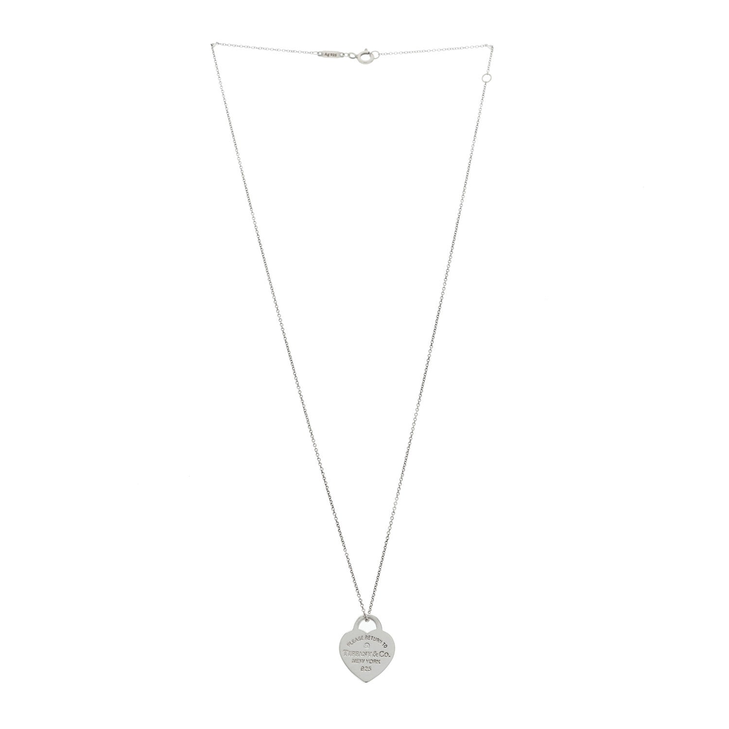 Tiffany Sterling Silver Diamond Small Return to Tiffany Heart Pendant Necklace 3 of 5