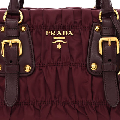 Prada Tessuto Nylon Nappa Gaufre Shopping Satchel Granato 10 of 14