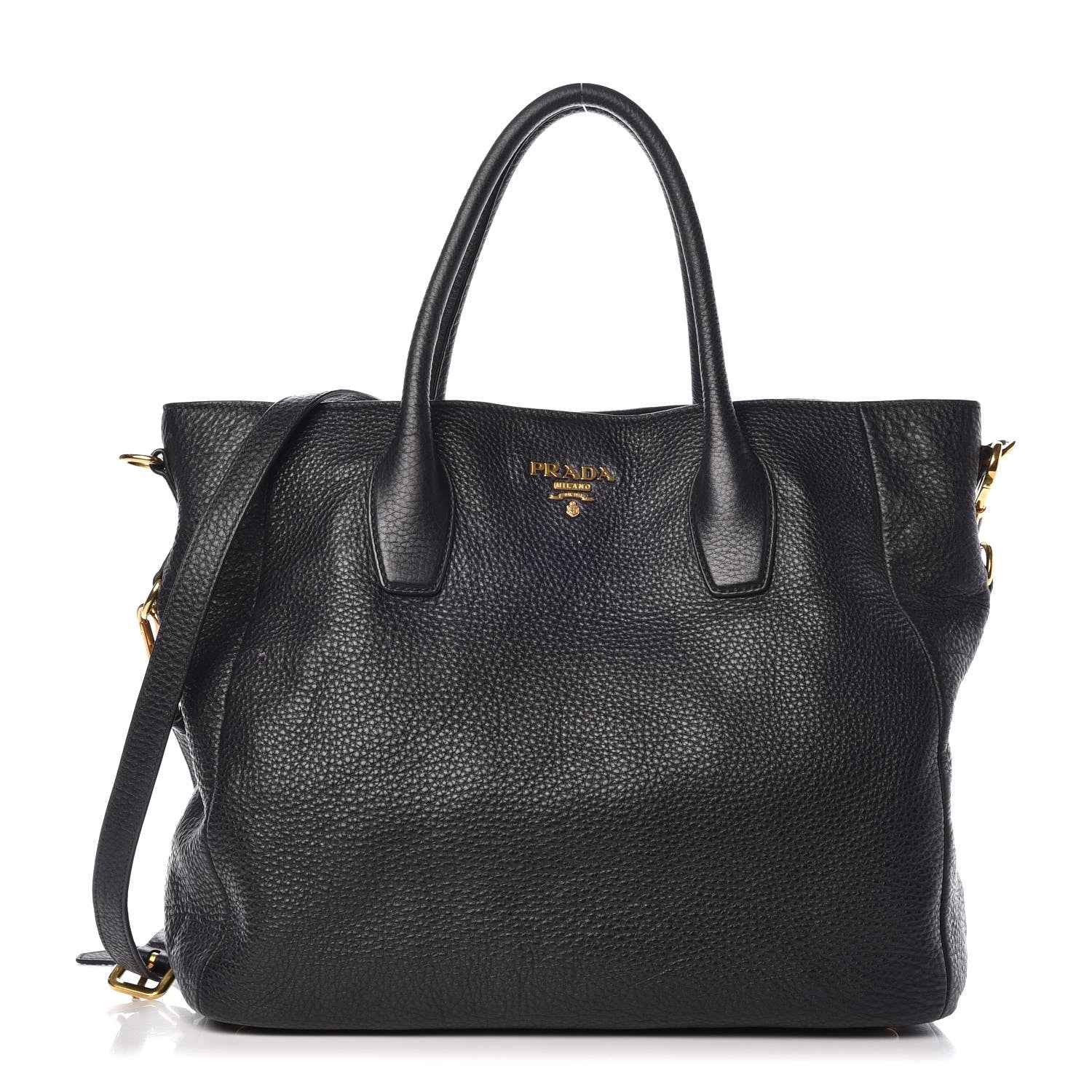 Prada Vitello Daino Tote Black 1 of 14