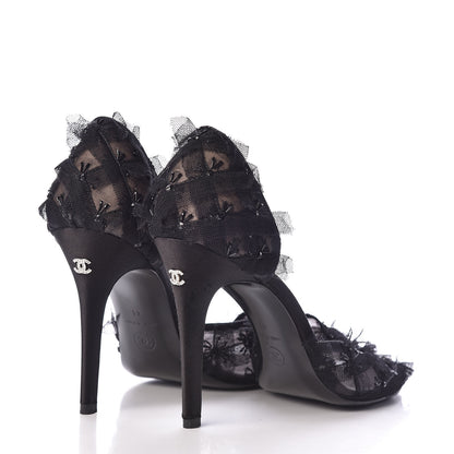 Chanel Mesh Open Toe CC Pumps 41 Black 4 of 11