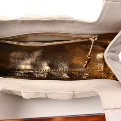 Chanel Metallic Quilted Suede Tortoise Shell Clutch White 4 of 9