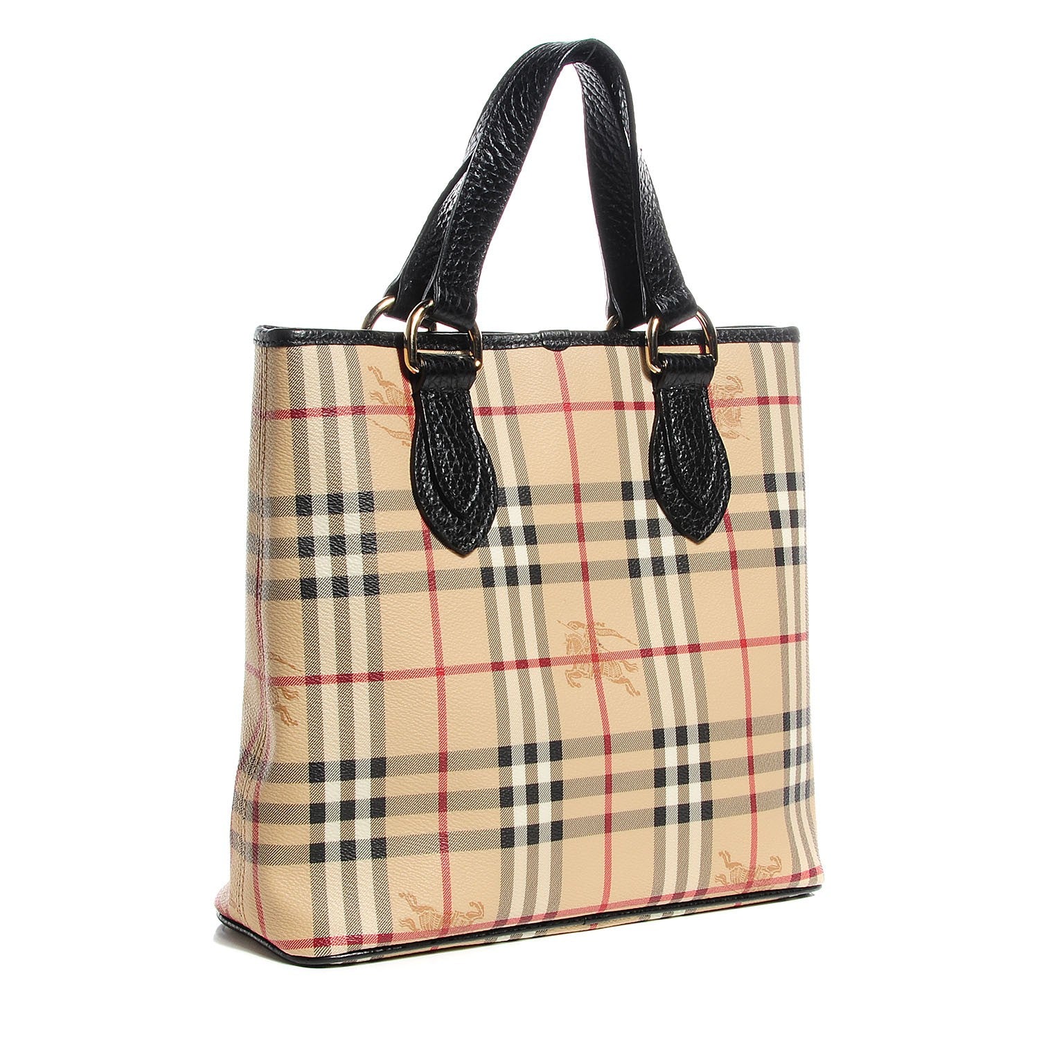 Burberry Grained Calfskin Haymarket Check Small Tote Black 3 of 8