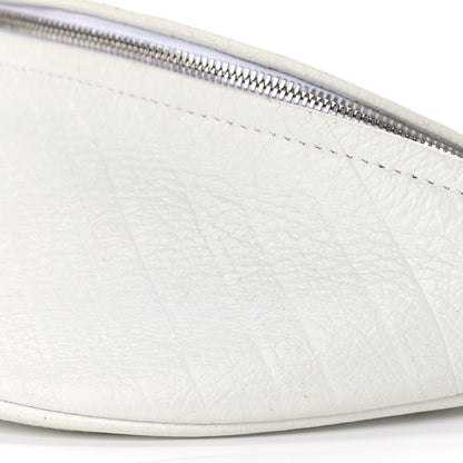 Balenciaga Shiny Goatskin Allover Logo Embossed XXS Souvenir Belt Bag White 9 of 18