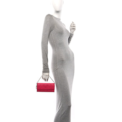 Christian Dior Lambskin Cannage Lady Dior Rendezvous Wallet On Chain Fuchsia 2 of 11