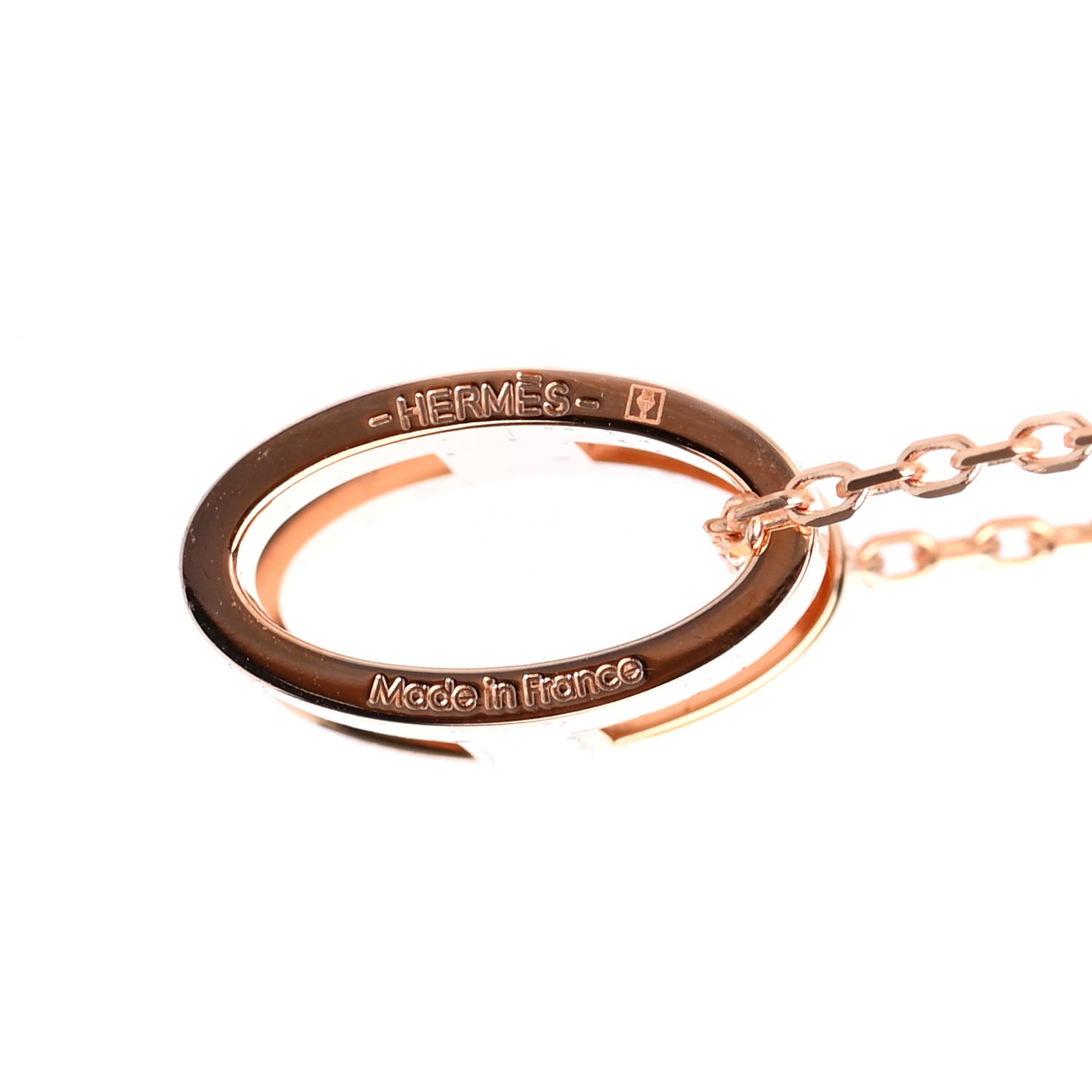Lacquered Rose Gold Pop H Pendant Necklace White