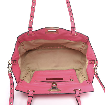 Valentino Garavani Vitello Small Rockstud Tote Fuxia Fluo 5 of 13