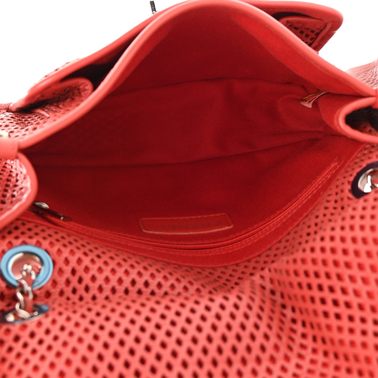 Perforated Calfskin Small Up In The Air Flap Red