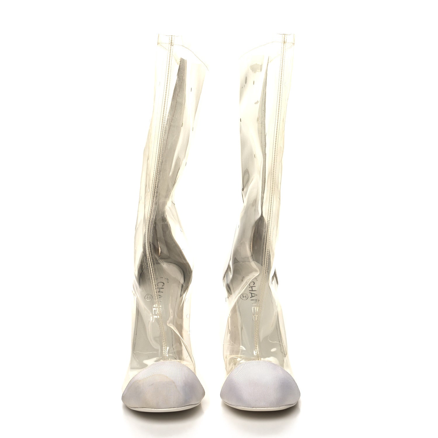 Chanel PVC Grosgrain High Boots 38 Transparent White 2 of 13