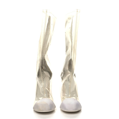 Chanel PVC Grosgrain High Boots 38 Transparent White 2 of 13