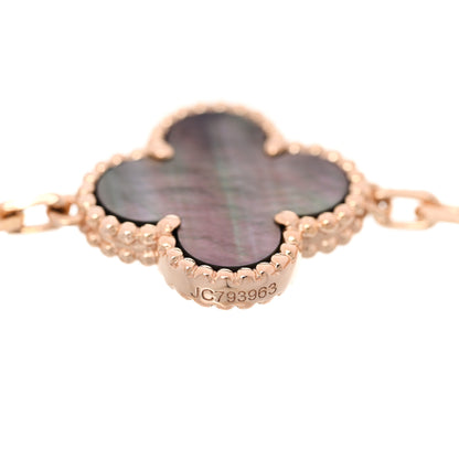 Van Cleef & Arpels 18K Rose Gold Diamond Gray Mother of Pearl 5 Motifs Vintage Alhambra Bracelet 3 of 5