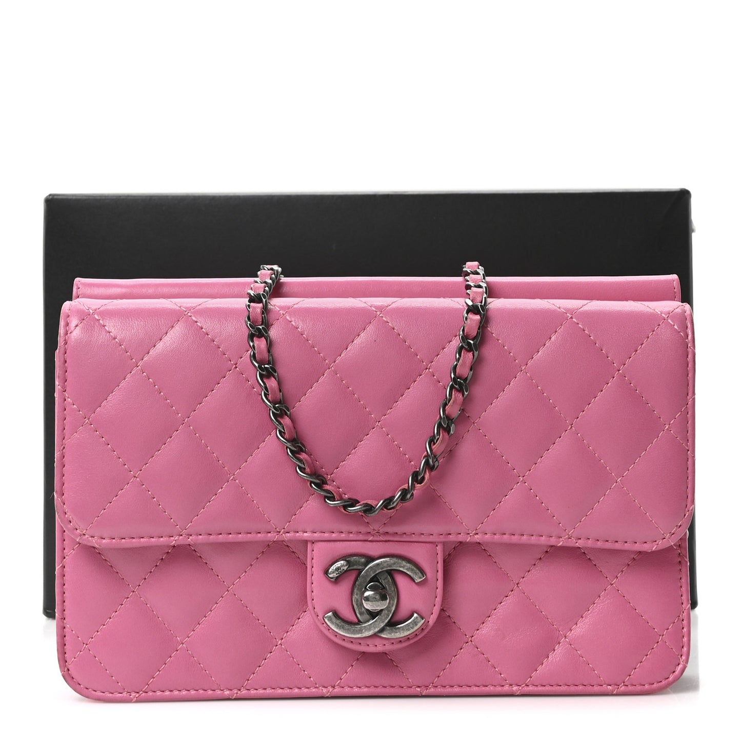 Lambskin Quilted Medium Crossing Times Flap Pink