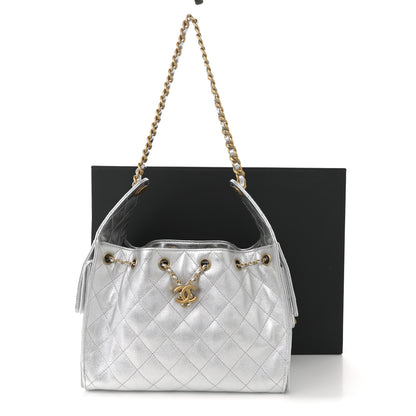 Chanel Metallic Caviar Quilted Small Chanel 25 Handbag Silver 10 of 10
