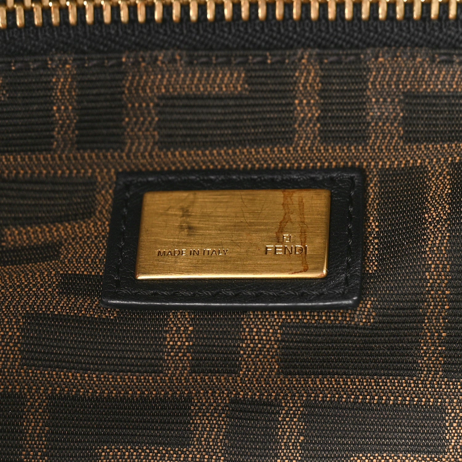 Fendi Goatskin Zucca Large Peekaboo Iconic Satchel Black Tobacco 7 of 9
