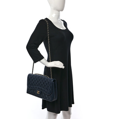 Chanel Lambskin Quilted Jumbo Mademoiselle Chic Flap Navy 1 of 9