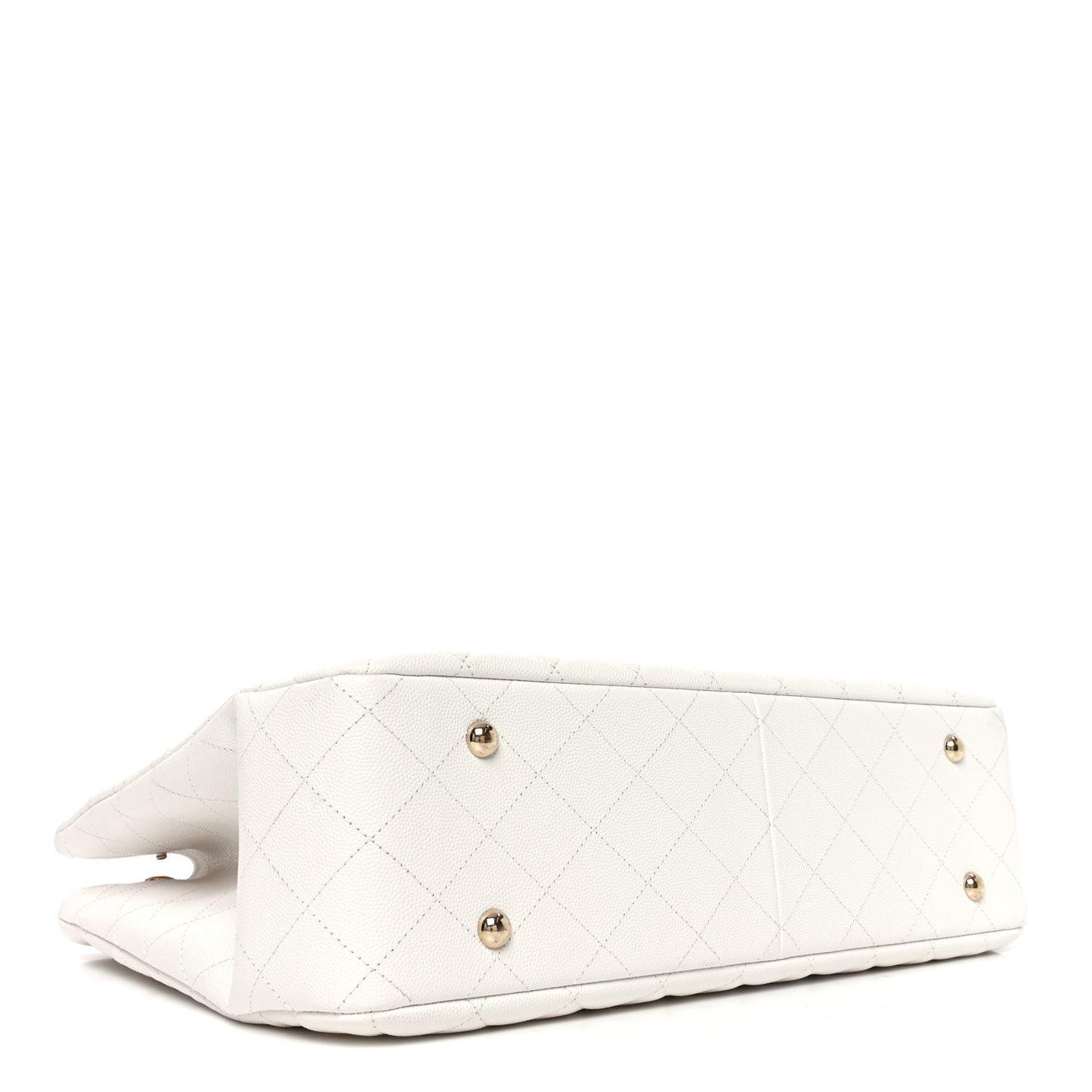 Caviar Quilted Large Classic Shopping Tote White