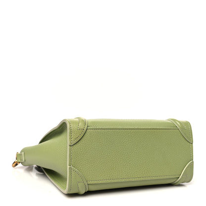 Celine Drummed Calfskin Nano Luggage Green 4 of 11