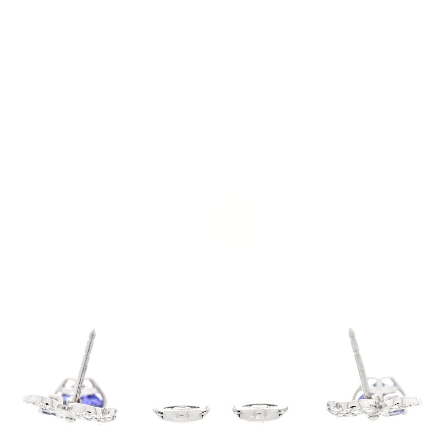 Platinum Diamond Tanzanite Paper Flowers Single Drop Earrings