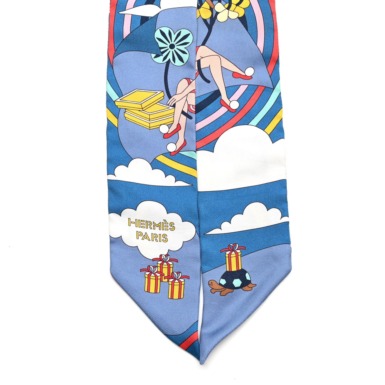 Hermes Silk Carres Volants Twilly Bleu Jaune Vif Multicolor 2 of 5