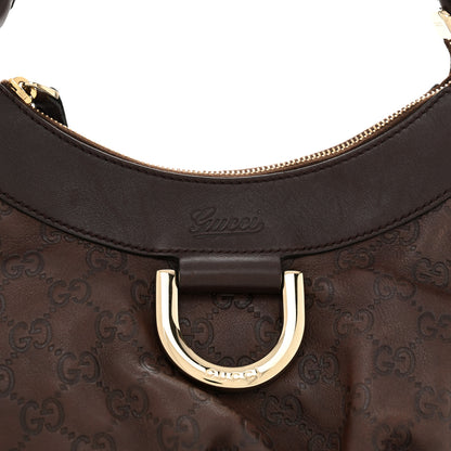 Gucci Guccissima Small D Gold Ring Shoulder Bag Chocolate Brown 8 of 14