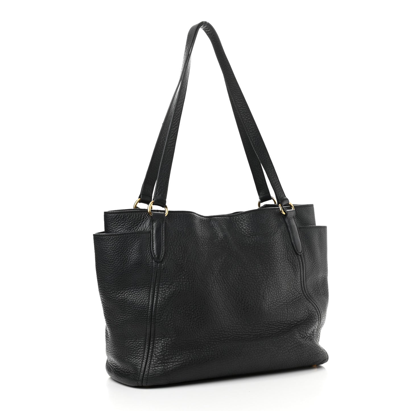 Vitello Daino Side Pocket Tote Black