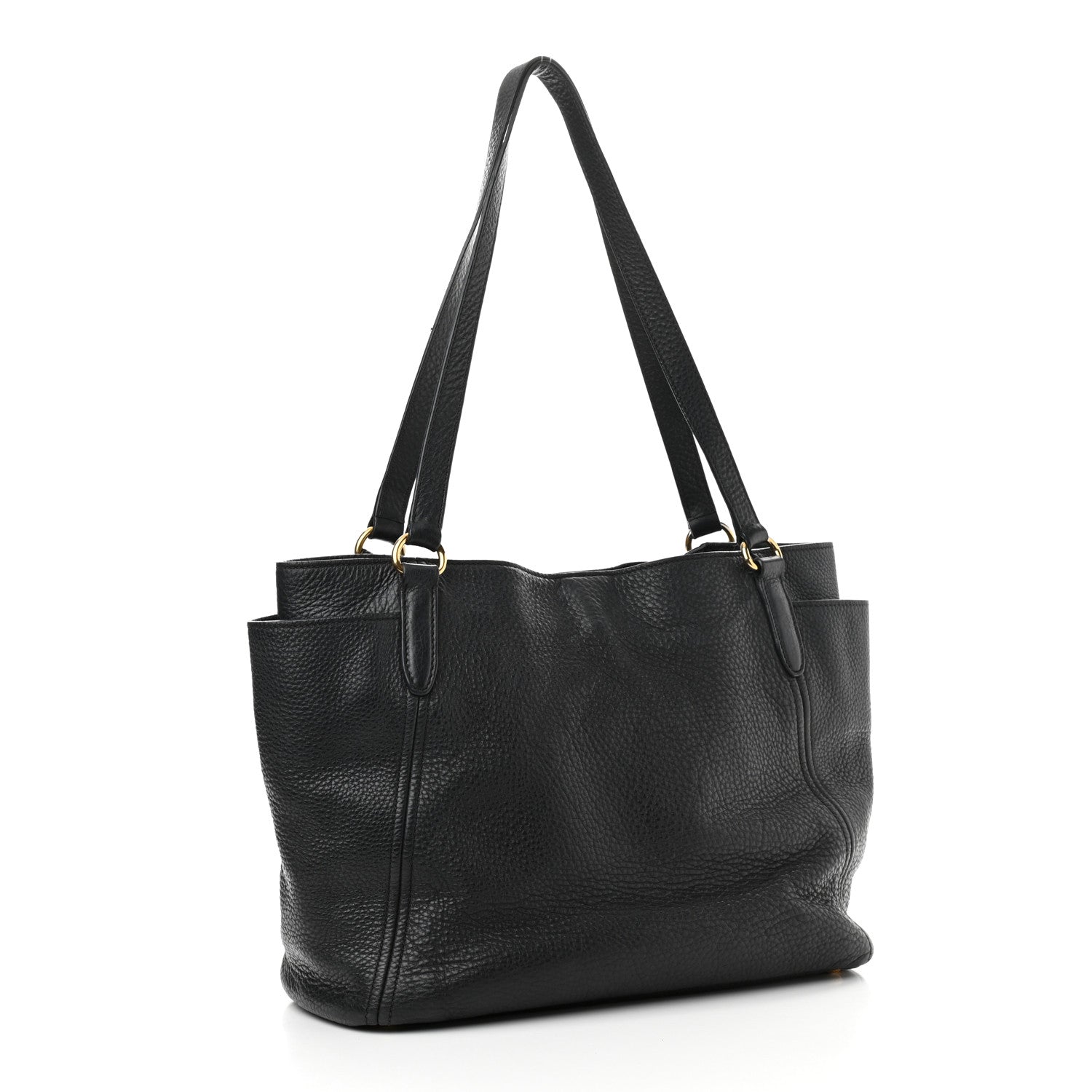 Prada Vitello Daino Side Pocket Tote Black 2 of 15